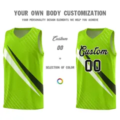 Neon Green Diagonal Pinstripe Color Block Basketball Jersey 3