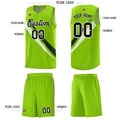 Neon Green Diagonal Pinstripe Color Block Basketball Jersey 5