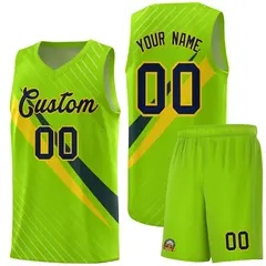 Neon Green Diagonal Pinstripe Color Block Basketball Jersey