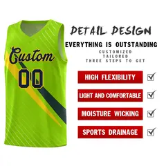 Neon Green Diagonal Pinstripe Color Block Basketball Jersey 2