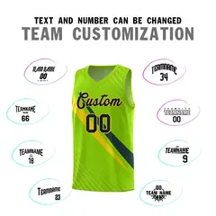 Neon Green Diagonal Pinstripe Color Block Basketball Jersey 4