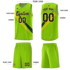 Neon Green Diagonal Pinstripe Color Block Basketball Jersey 5