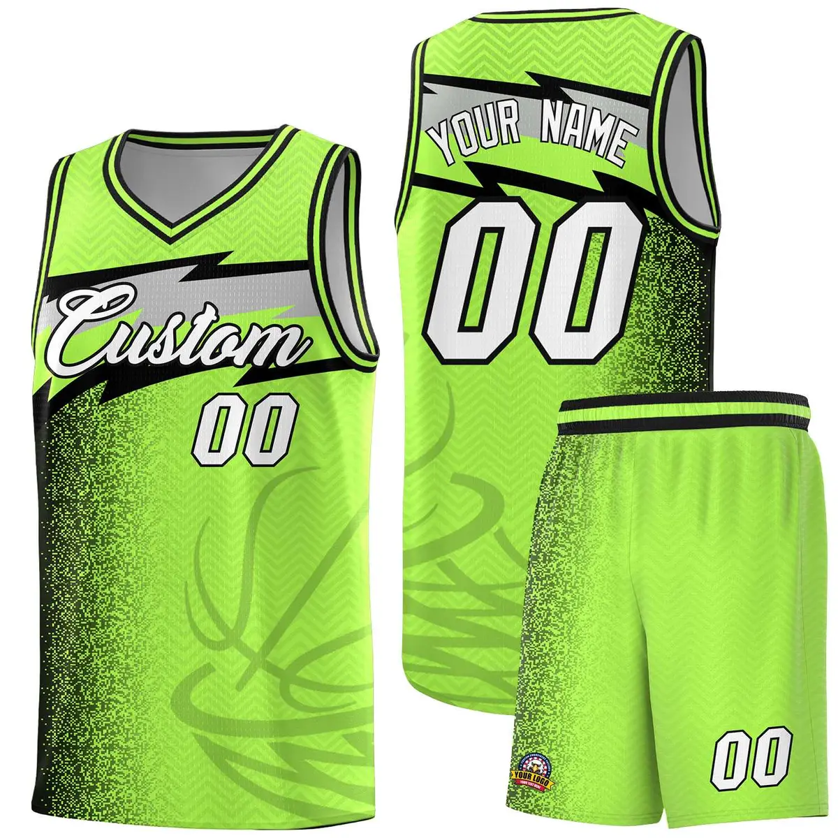 Neon Green Dot Scatter Graffiti Pattern Basketball Jersey