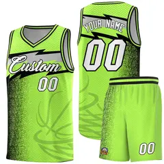 Neon Green Dot Scatter Graffiti Pattern Basketball Jersey 1