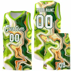 Neon Green Fluid Painting Pattern Basketball Jersey