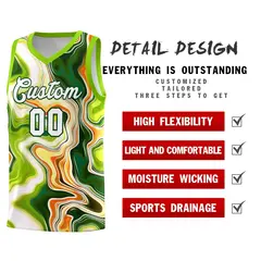 Neon Green Fluid Painting Pattern Basketball Jersey 2
