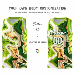 Neon Green Fluid Painting Pattern Basketball Jersey 3