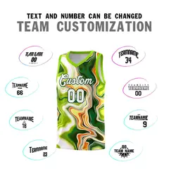 Neon Green Fluid Painting Pattern Basketball Jersey 4