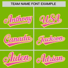 Neon Green Gold and Pink Raglan Sleeves Baseball Jersey 3