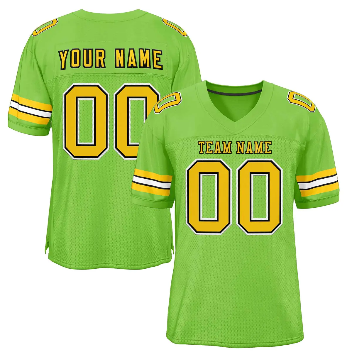 Neon Green Gold-Black Football Jersey