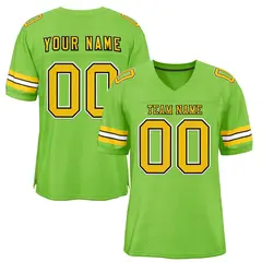 Neon Green Gold-Black Football Jersey 1