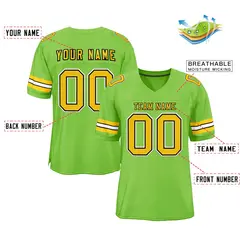 Neon Green Gold-Black Football Jersey 2