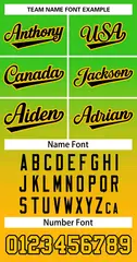 Neon Green Gold Black-Gold Gradient Two-Button Softball Jersey 4