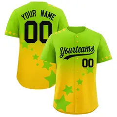 Neon Green Gold Black Rising Stars Gradient Baseball Jersey 1
