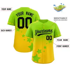 Neon Green Gold Black Rising Stars Gradient Baseball Jersey 2