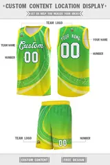 Neon Green Gold Galaxy Graffiti Pattern Basketball Jersey 2