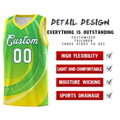 Neon Green Gold Galaxy Graffiti Pattern Basketball Jersey 4