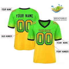 Neon Green Gold Gold-Black Gradient Outdoor Football Jersey 2