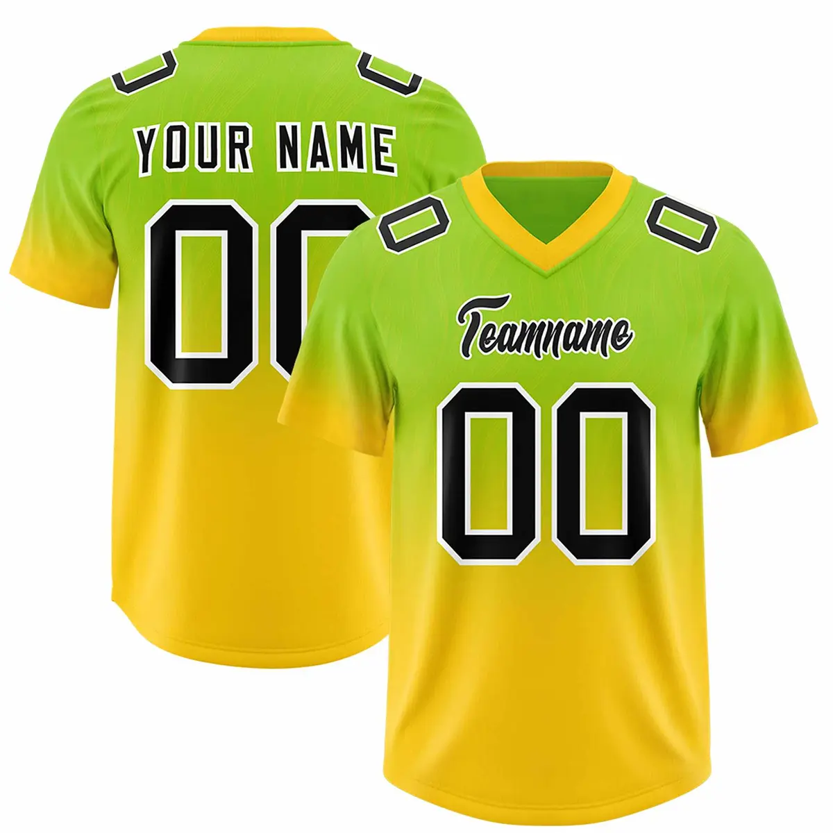 Neon Green Gold Gradient Authentic Outdoor Football Jersey