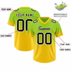 Neon Green Gold Gradient Authentic Outdoor Football Jersey 2