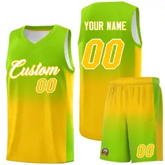 Neon Green Gold Gradient Basketball Jersey Sports Uniform 1