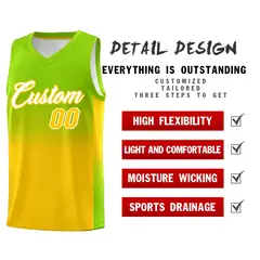 Neon Green Gold Gradient Basketball Jersey Sports Uniform 2