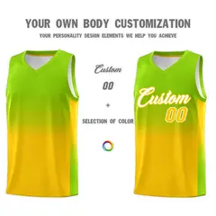 Neon Green Gold Gradient Basketball Jersey Sports Uniform 3