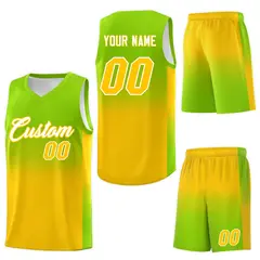Neon Green Gold Gradient Basketball Jersey Sports Uniform 7