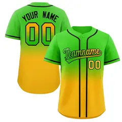 Neon Green Gold Gradient Fashion Authentic Baseball Jersey 1