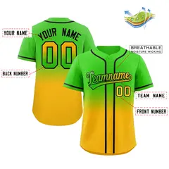 Neon Green Gold Gradient Fashion Authentic Baseball Jersey 2