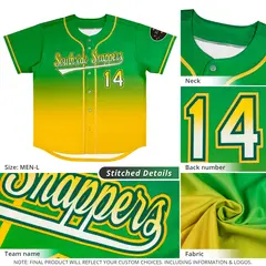 Neon Green Gold Gradient Fashion Authentic Baseball Jersey 4