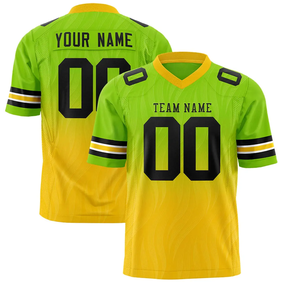 Neon Green Gold Gradient Outdoor Flag Football Jersey