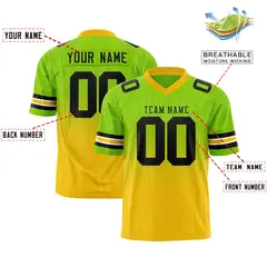 Neon Green Gold Gradient Outdoor Flag Football Jersey 2