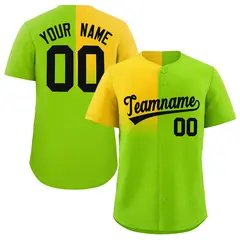 Neon Green Gold Half Gradient Authentic Baseball Jersey 1