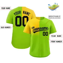 Neon Green Gold Half Gradient Authentic Baseball Jersey 2