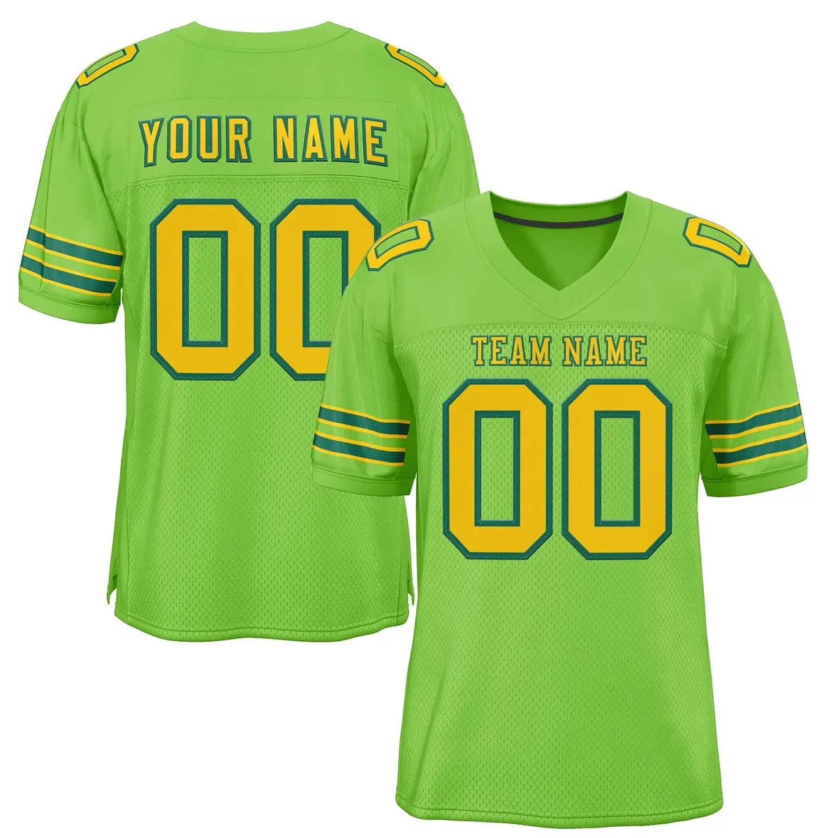 Neon Green Gold-Kelly Green Classic Style Football Jersey