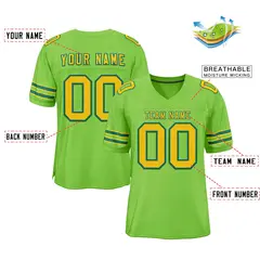 Neon Green Gold-Kelly Green Classic Style Football Jersey 2