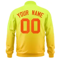 Neon Green Gold-Orange Gradient Varsity Letterman Bomber Jacket 4