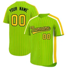 Neon Green Gold Pinstripe Two-tone Authentic Baseball Jersey 1