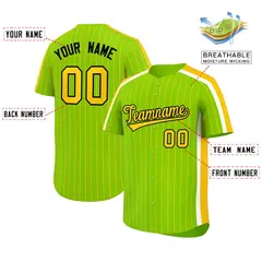 Neon Green Gold Pinstripe Two-tone Authentic Baseball Jersey 2