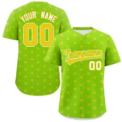 Neon Green Gold Polka Dot Graffiti Authentic Baseball Jersey 1