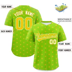 Neon Green Gold Polka Dot Graffiti Authentic Baseball Jersey 2