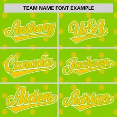 Neon Green Gold Polka Dot Graffiti Authentic Baseball Jersey 3