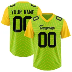 Neon Green Gold Star Pattern Raglan Sleeves Football Jersey 1