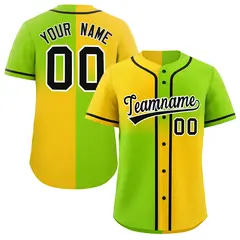 Neon Green Gold Symmetrical Gradient Baseball Jersey