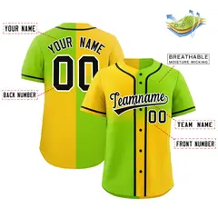Neon Green Gold Symmetrical Gradient Baseball Jersey 2