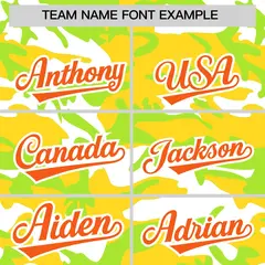 Neon Green Gold White Camo Gradient Fashion Baseball Jersey 3