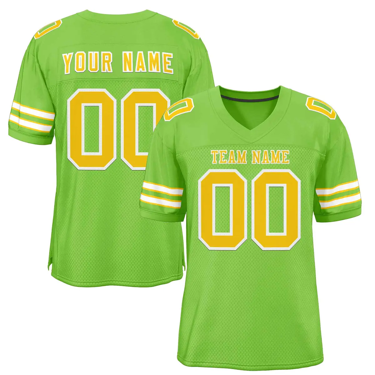 Neon Green Gold-White Football Jersey
