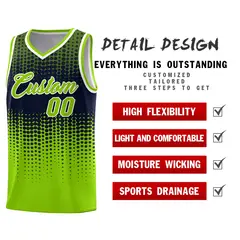 Neon Green Gradient Dots Pattern Team Basketball Jersey 2
