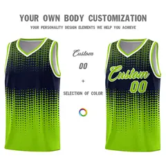 Neon Green Gradient Dots Pattern Team Basketball Jersey 3